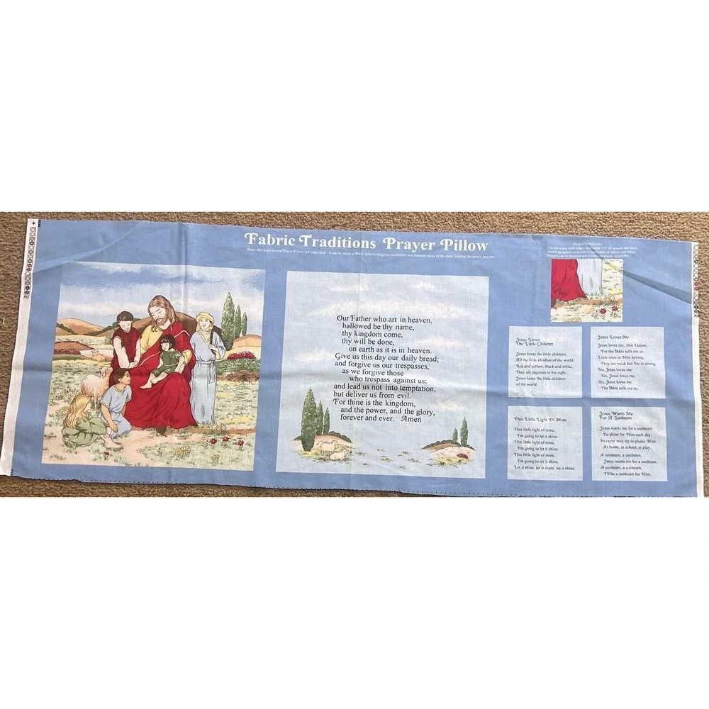 Prayer Pillow Cotton Fabric Traditions Panel 16 x 15 In Pillow Scripture Verses